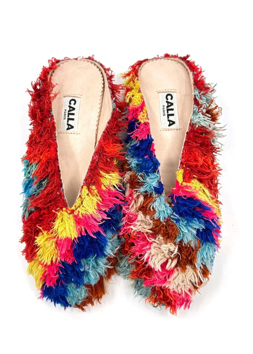 Aili Babouche “Jola” Mules In Colors Red, Yellow, Blue, Brown, Cream, Pink (Size 38) - Made X Hudson