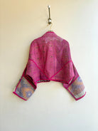 Reversible Kaira Quilted Cropped Jacket in Colors Grey, Purple, Pink, Orange & Grey, Green, Blue, Pink - Made X Hudson