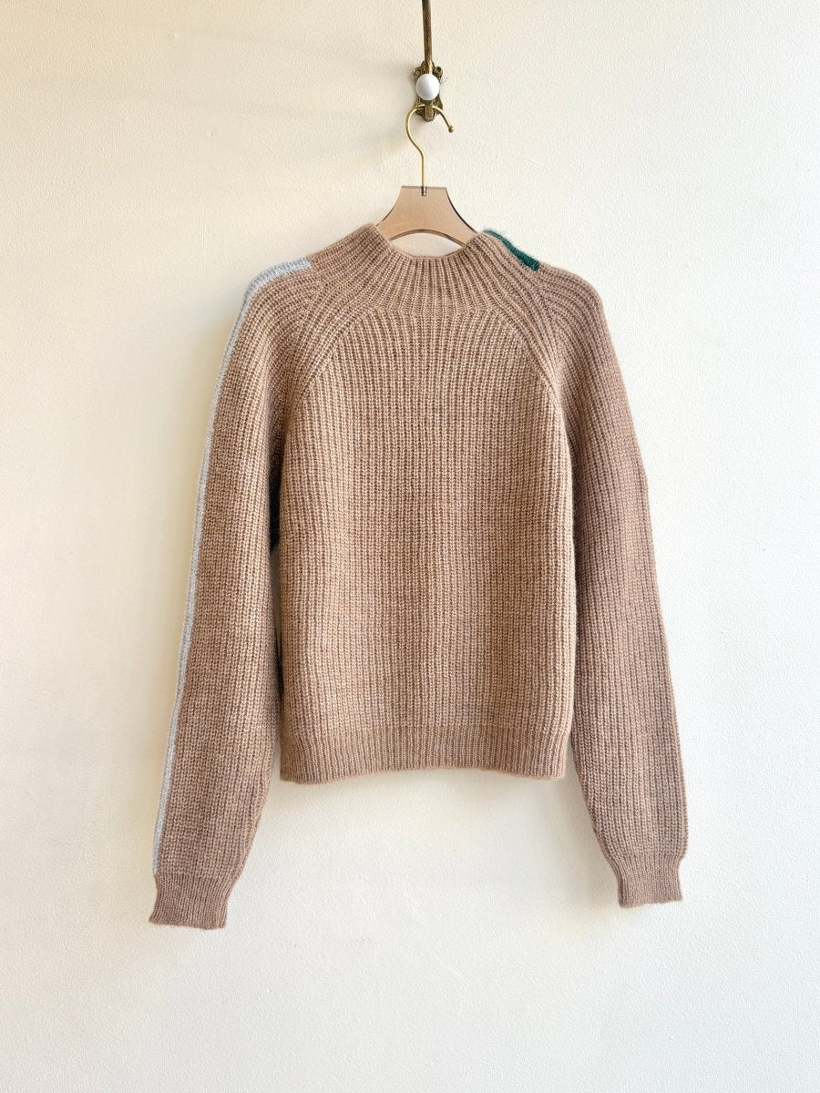 Racing Stripe Mockneck Mushroom Sweater - Made X Hudson