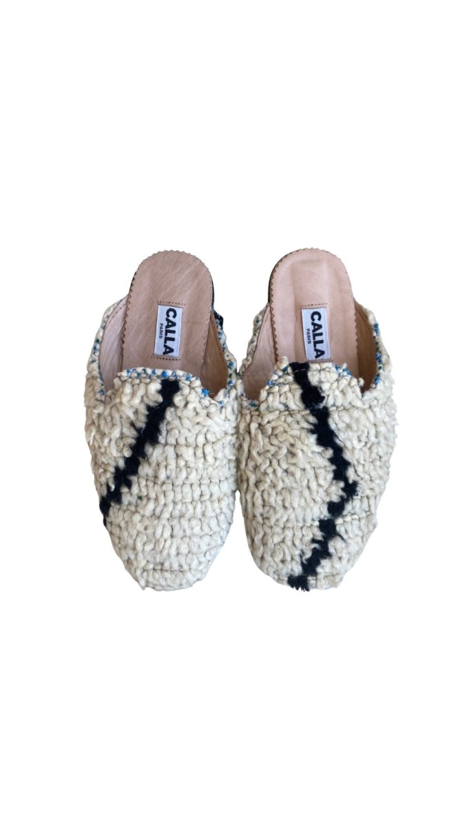 Niki Babouche Flats In Colors Black & White (Size 38) - Made X Hudson