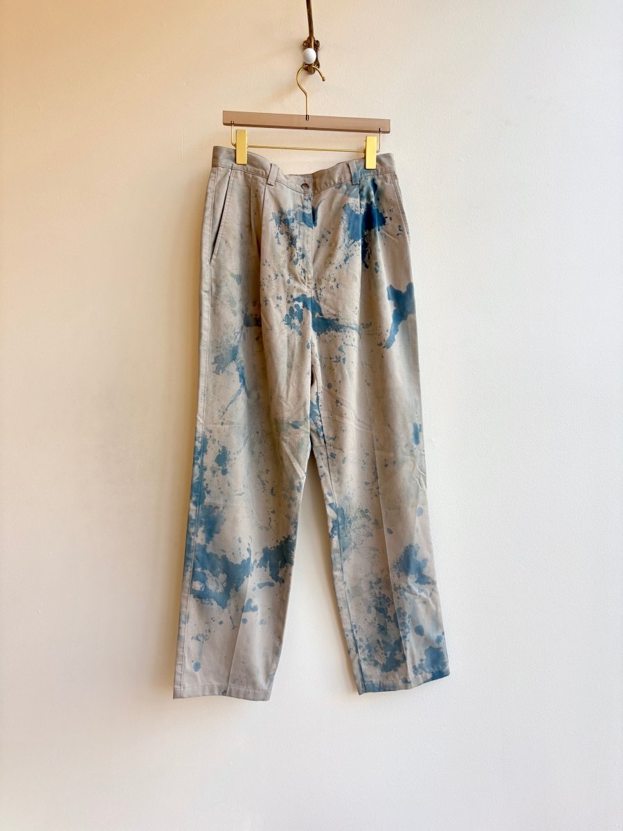 Blue & Grey Cyanotype Tucked Pants (Reworked) - Made X Hudson