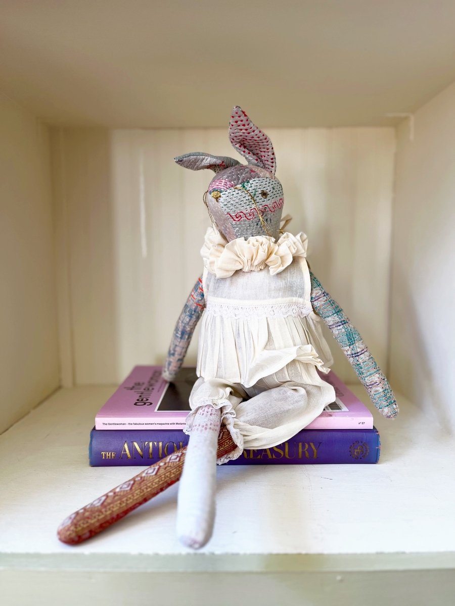 Kantha Ruffle Bunny Cotton Art Doll | Multiple Colors - Made X Hudson
