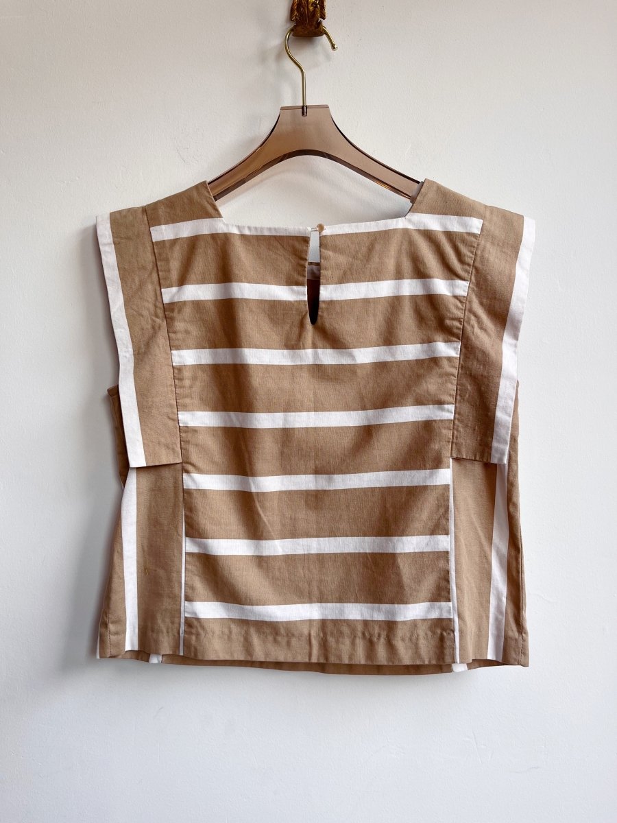Patty O’Neil | Sleeveless Khaki Striped Top (Vintage) - Made X Hudson