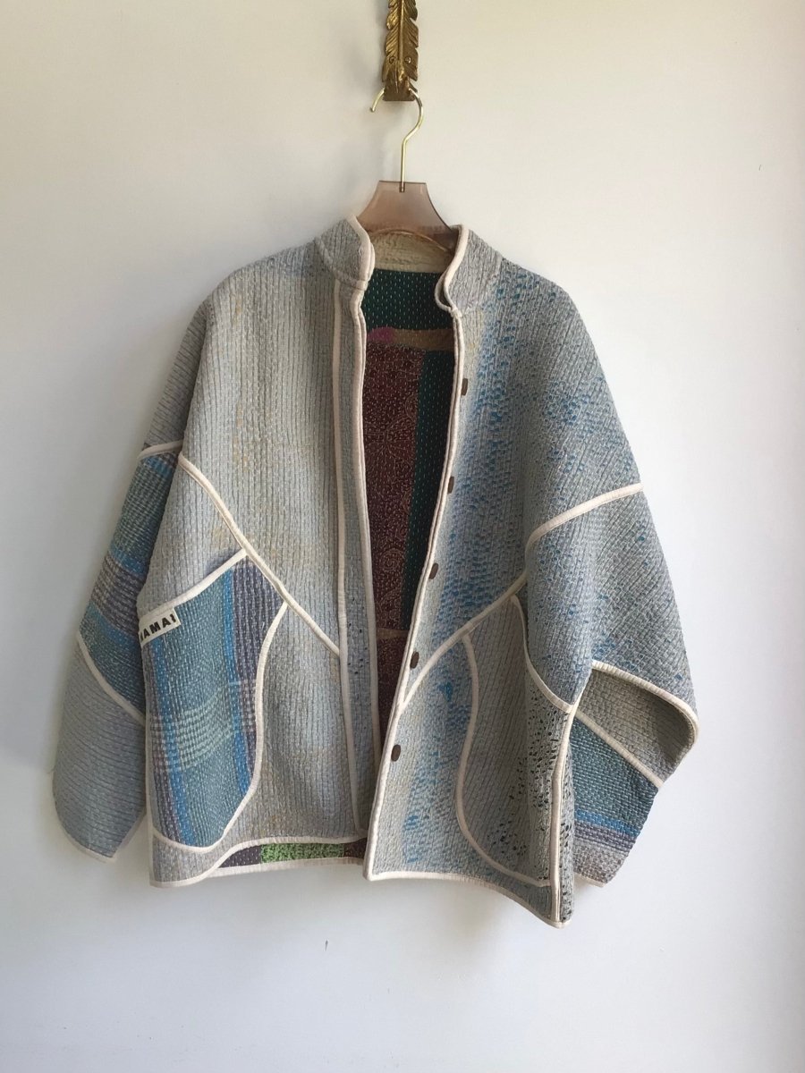 Reversible Ladhiya Quilted Jacket in Sky Blue, Blue, Grey & Green, Lime, Red, Teal, Grey, Pink, Tan - Made X Hudson