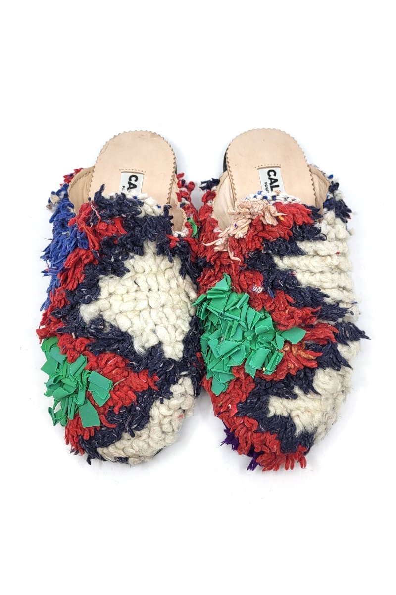 Niki Babouche Flats In Colors Navy Blue, Red, Cream & Green (Size 41) - Made X Hudson