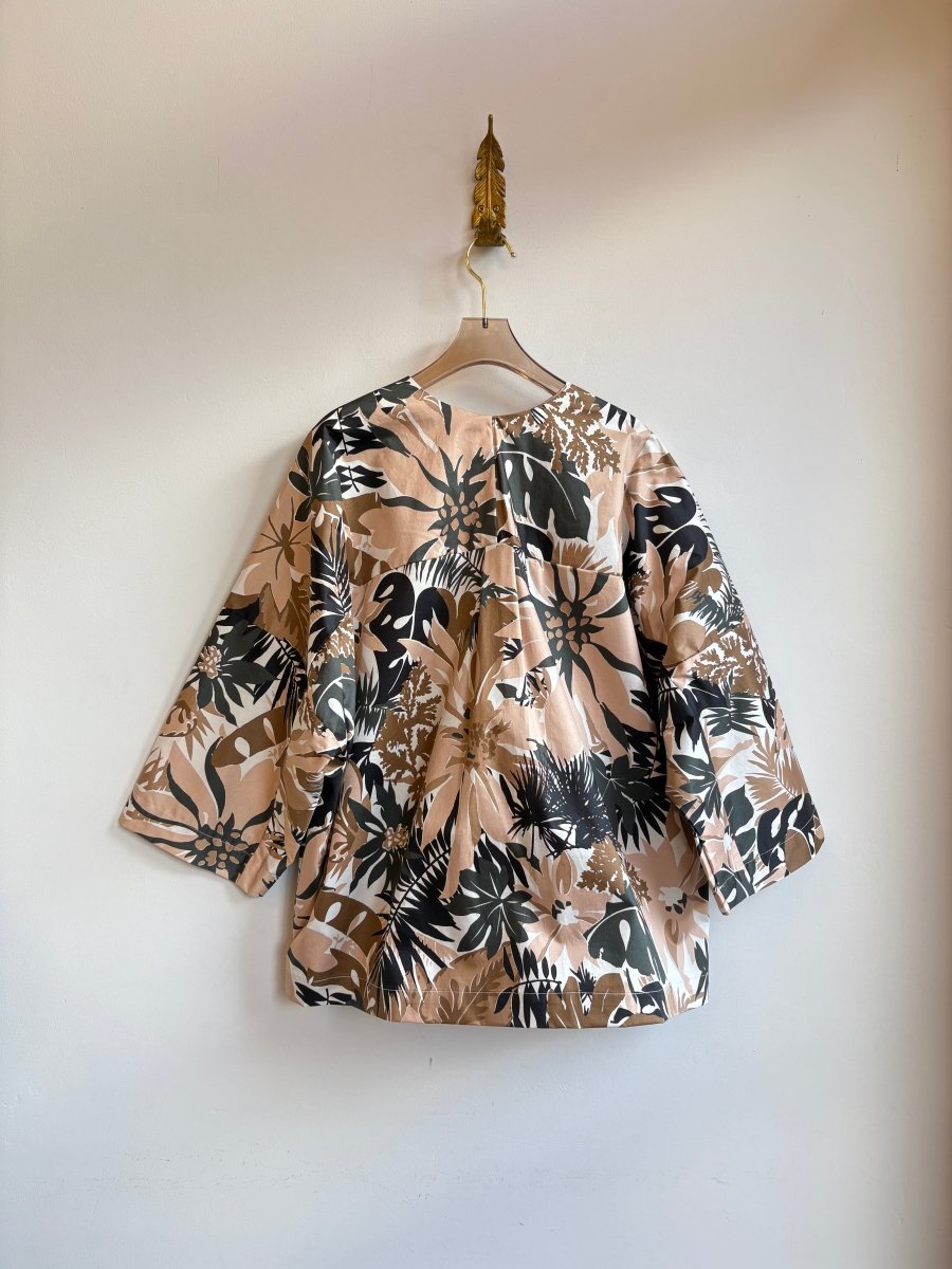 Novelty Tropical Print Chore Jacket in Blush, Black, & White - Made X Hudson
