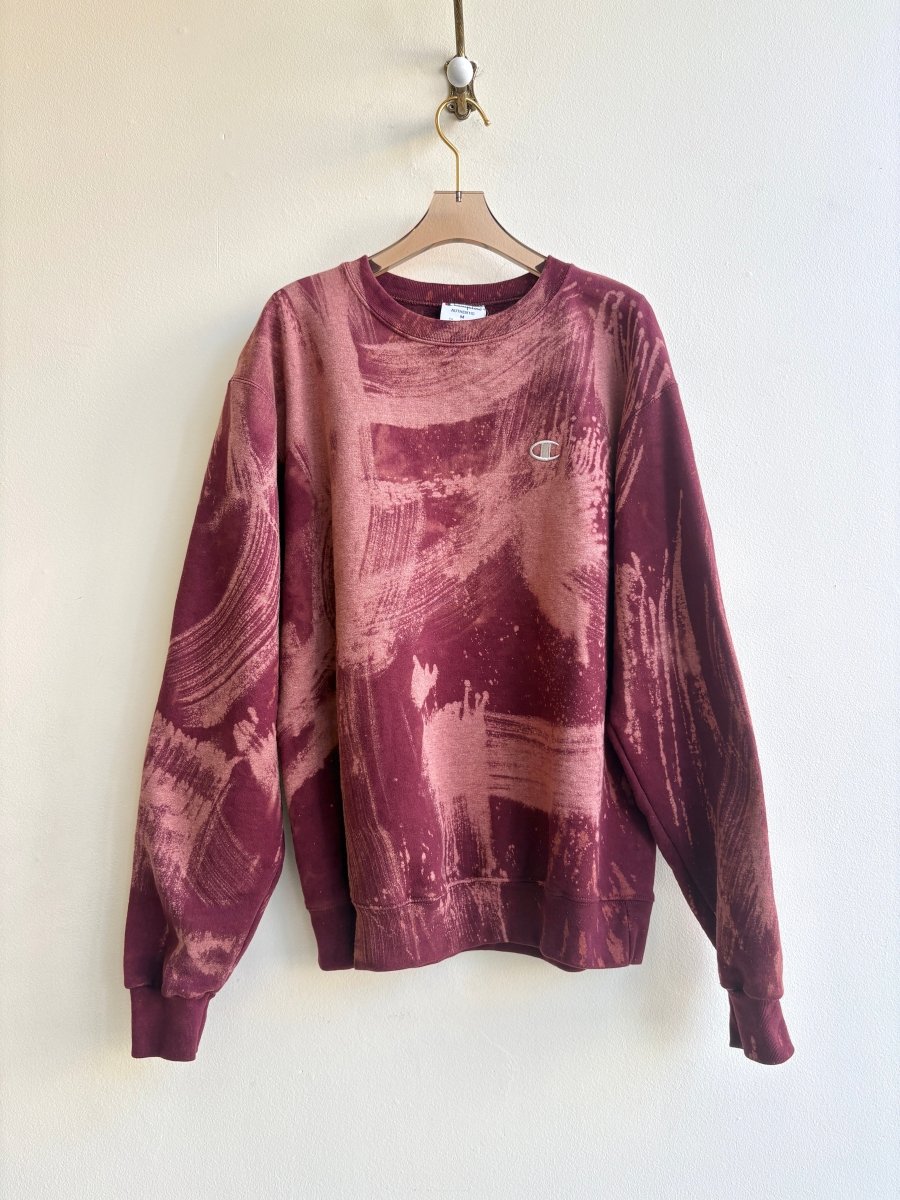 Burgundy Brushstroke Texture Crewneck (Reworked) - Made X Hudson
