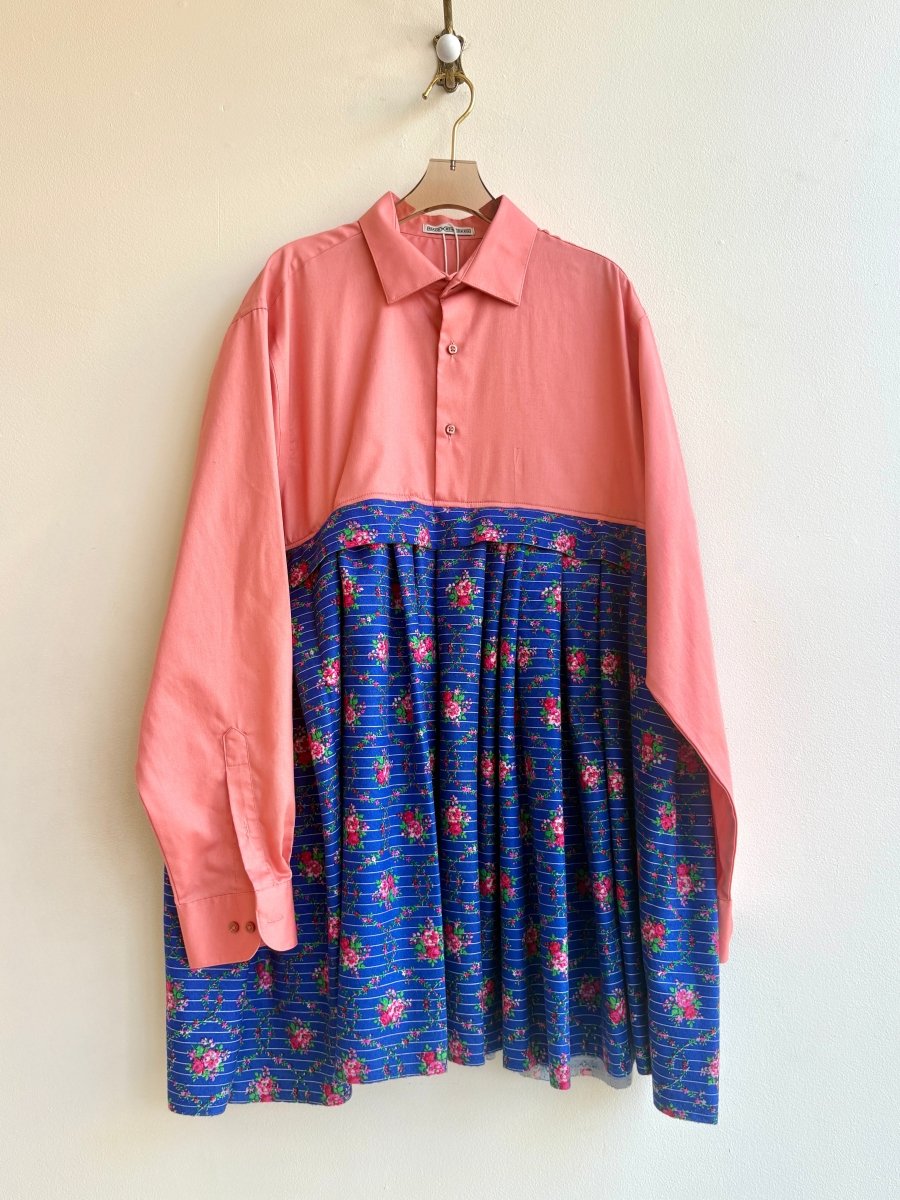 Empire Shirtwaist Dress in Coral and Rose Vine Flannel (Reworked) - Made X Hudson