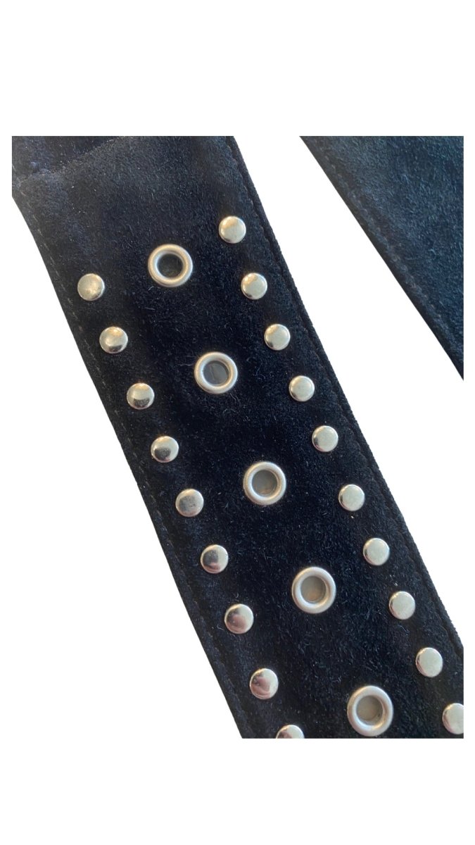 Black Suede Grommet Belt (Vintage) - Made X Hudson