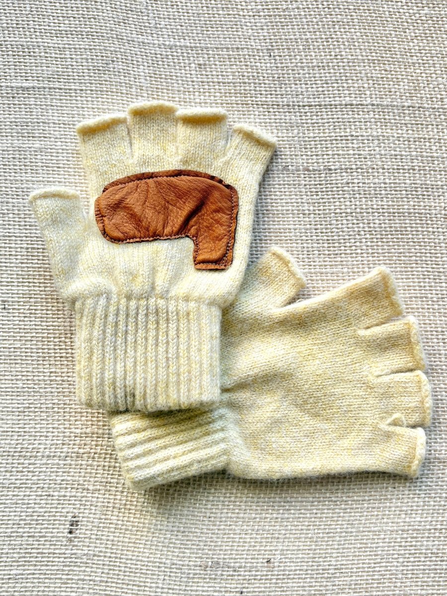 Fingerless Wool Gloves w/ Leather Palms | Womens One Size (Multiple Colors) - Made X Hudson