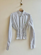 The George Top | Grass, Blossom, and Navy Plaid with Smocked Waist (Reworked) - Made X Hudson