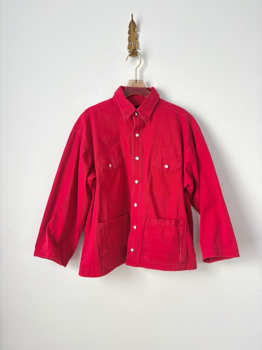 Crimson Cotton Shirtjacket Silver Snap Closure (Reworked) - Made X Hudson