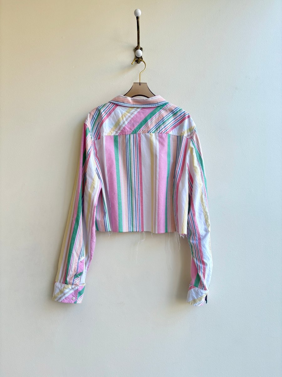 Pink, Green, Yellow Stripe Annette Crop Top (Reworked) - Made X Hudson