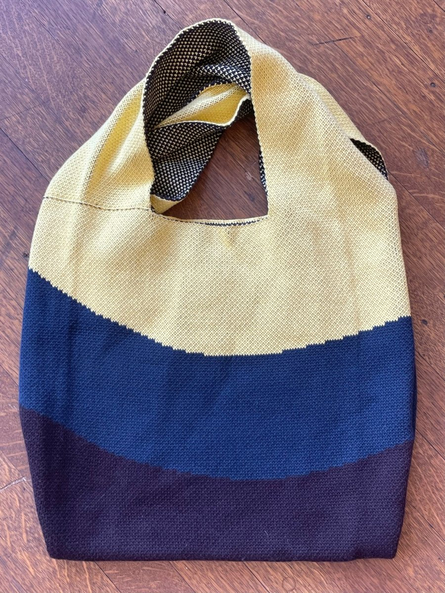 Yellow, Navy & Black Striped Cotton Tote Bag - Made X Hudson