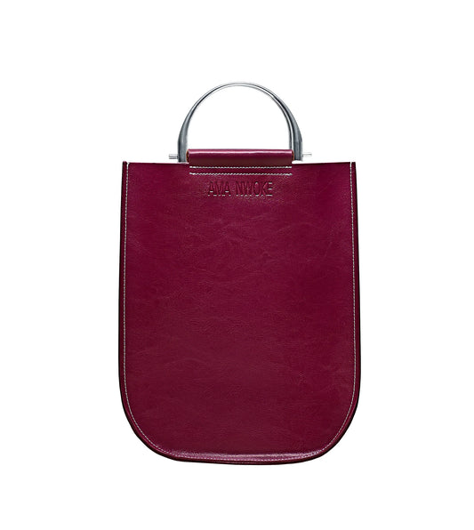 Soft Leather Tote in Plum - Silver Handle