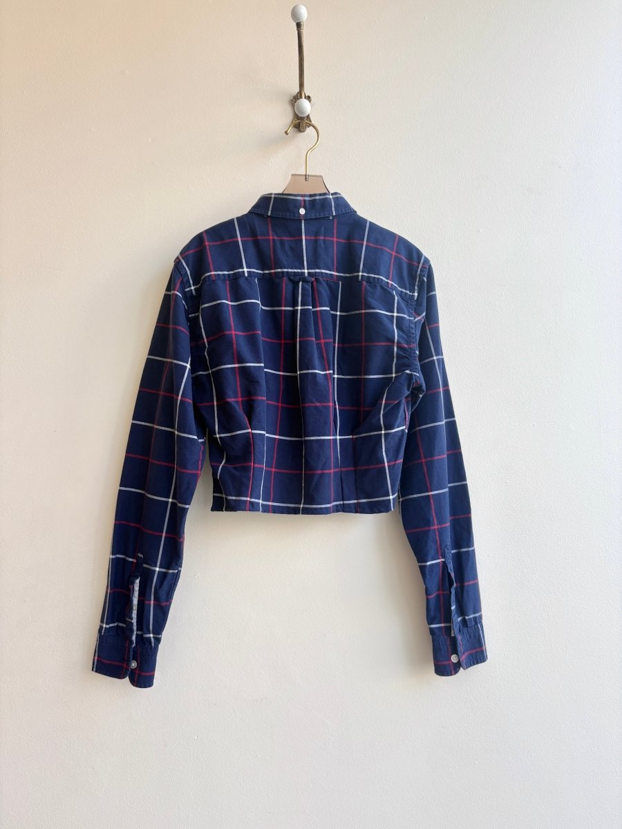 The Kevin Top | Navy w/ Red & White Plaid Top w/ Gathered Waist (Reworked) - Made X Hudson