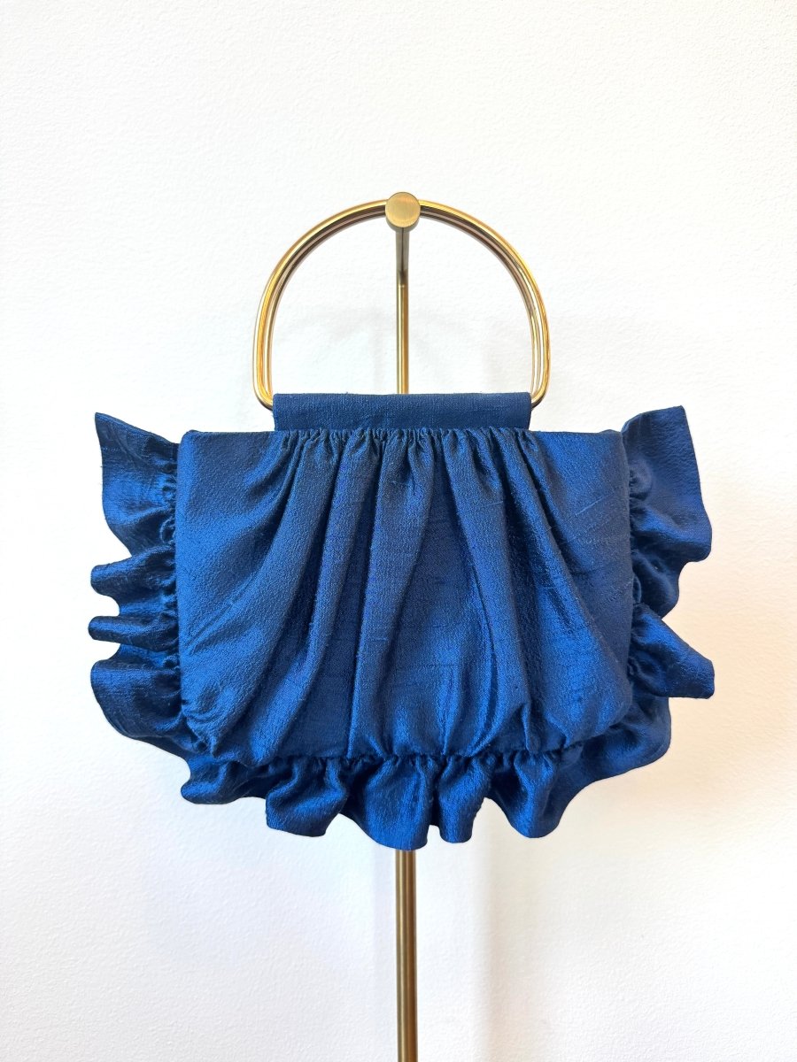 Azurite Textured Gathered Minnie Ruffle Bag - Made X Hudson