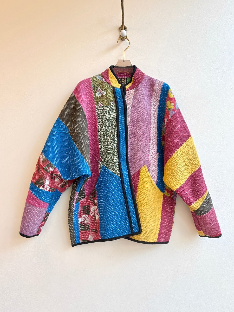 Reversible Ladhiya Quilted Jacket in Colors Green, Black, Mustard, Wine & Mauve, Blue, Grey, Mustard - Made X Hudson