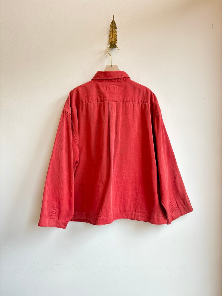 Red Top - Stitch Multi - Pocket Cotton Twill Shirtjacket (Reworked) - Made X Hudson