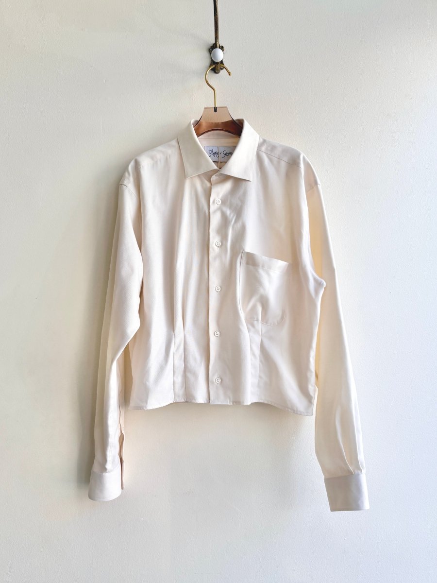 The Kevin Top | Butter Yellow Cotton Button Down Top w/ Gathered Waist (Reworked) - Made X Hudson