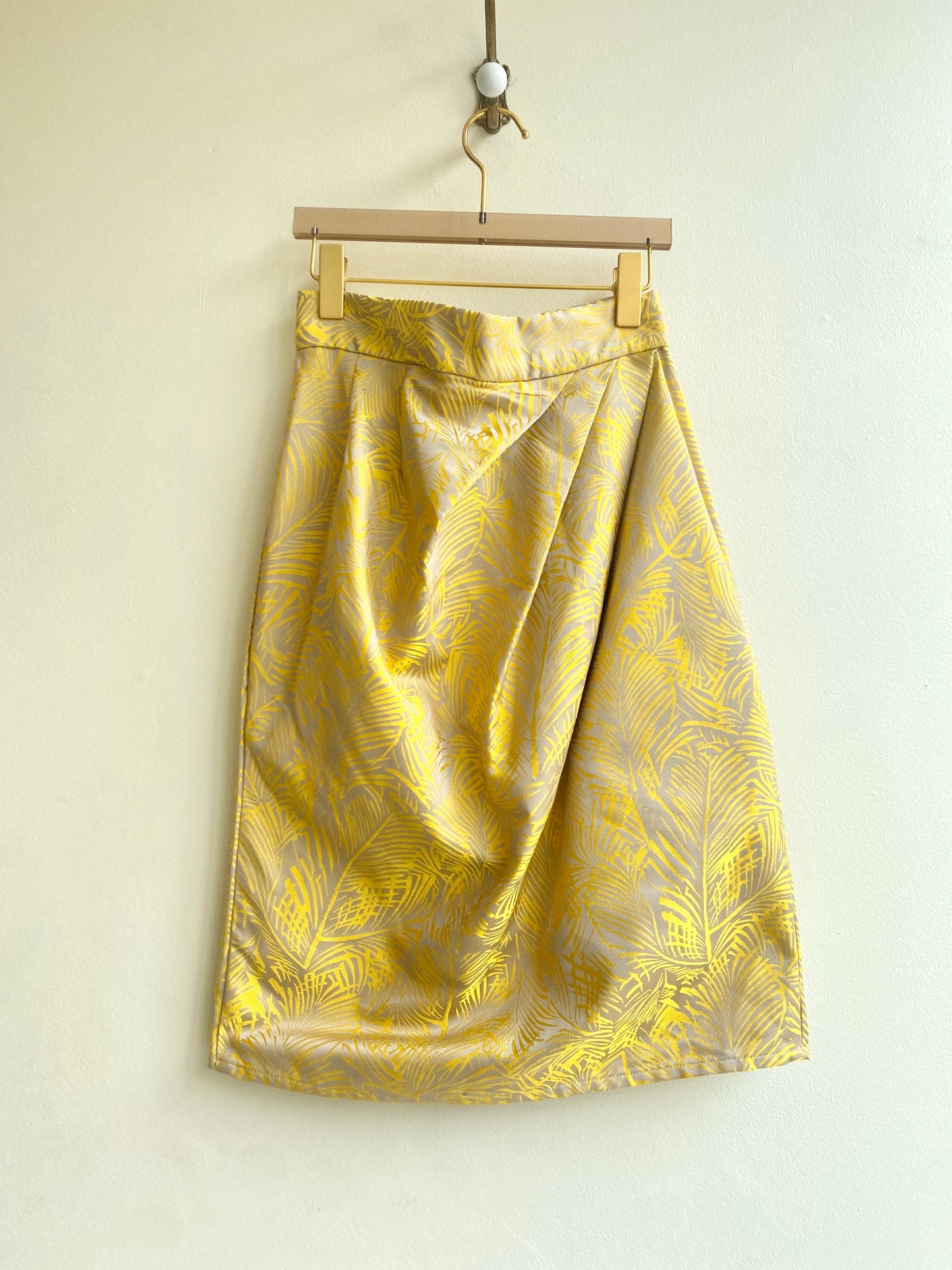 Palm Leaf Draped Silk Skirt