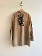 Rabbit and Floral Hex Charger Button up in Fawn | Hand Painted (Reworked) - Made X Hudson