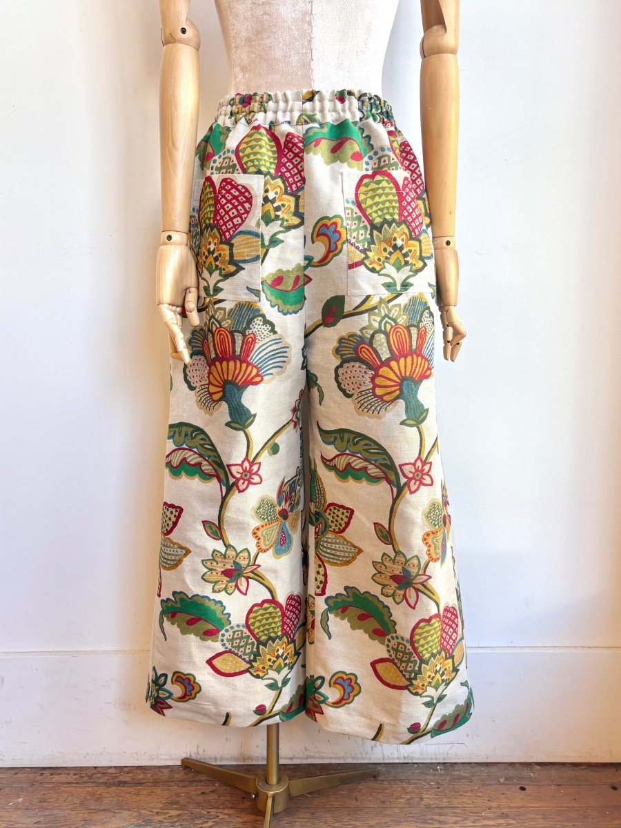 Jacobean Floral Linen Wide-Leg Pant - Made X Hudson
