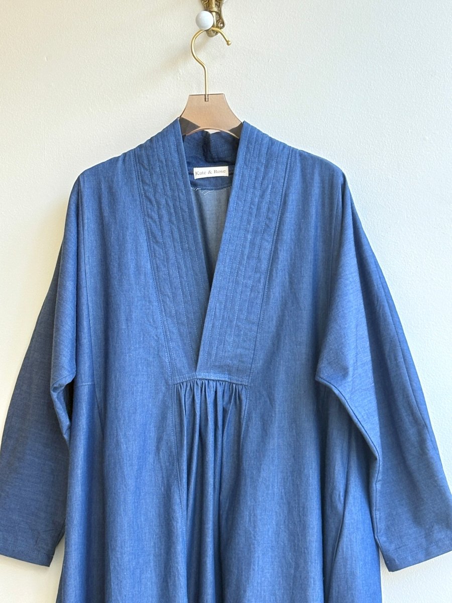 Light Weight Denim Blue Zero Waste Caftan Dress - Made X Hudson