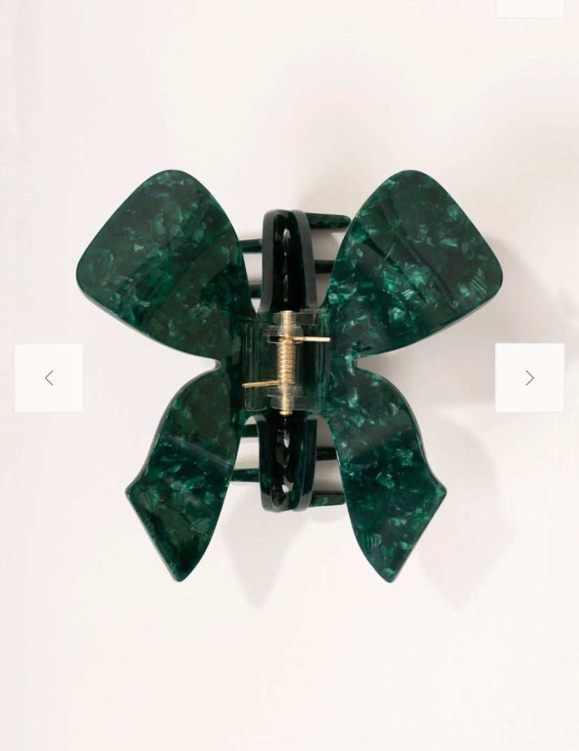 dark green bow claw clip | green butterfly claw clip