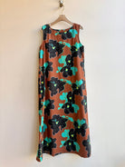 Umber and Aqua Floral Sleeveless Long Dress - Made X Hudson
