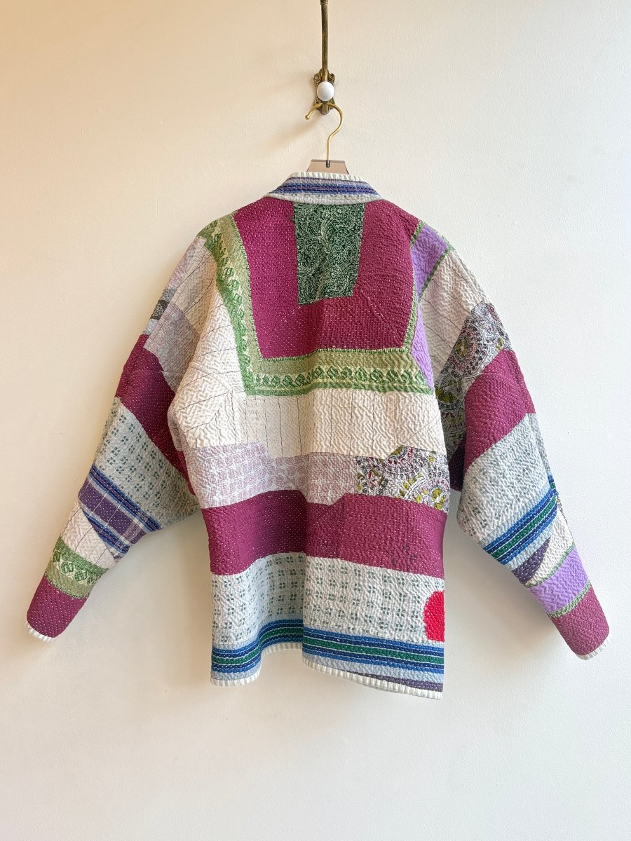 Reversible Ladhiya Quilted Jacket in Colors Cream, Pink & Plum, Lavender, Cream, Green - Made X Hudson