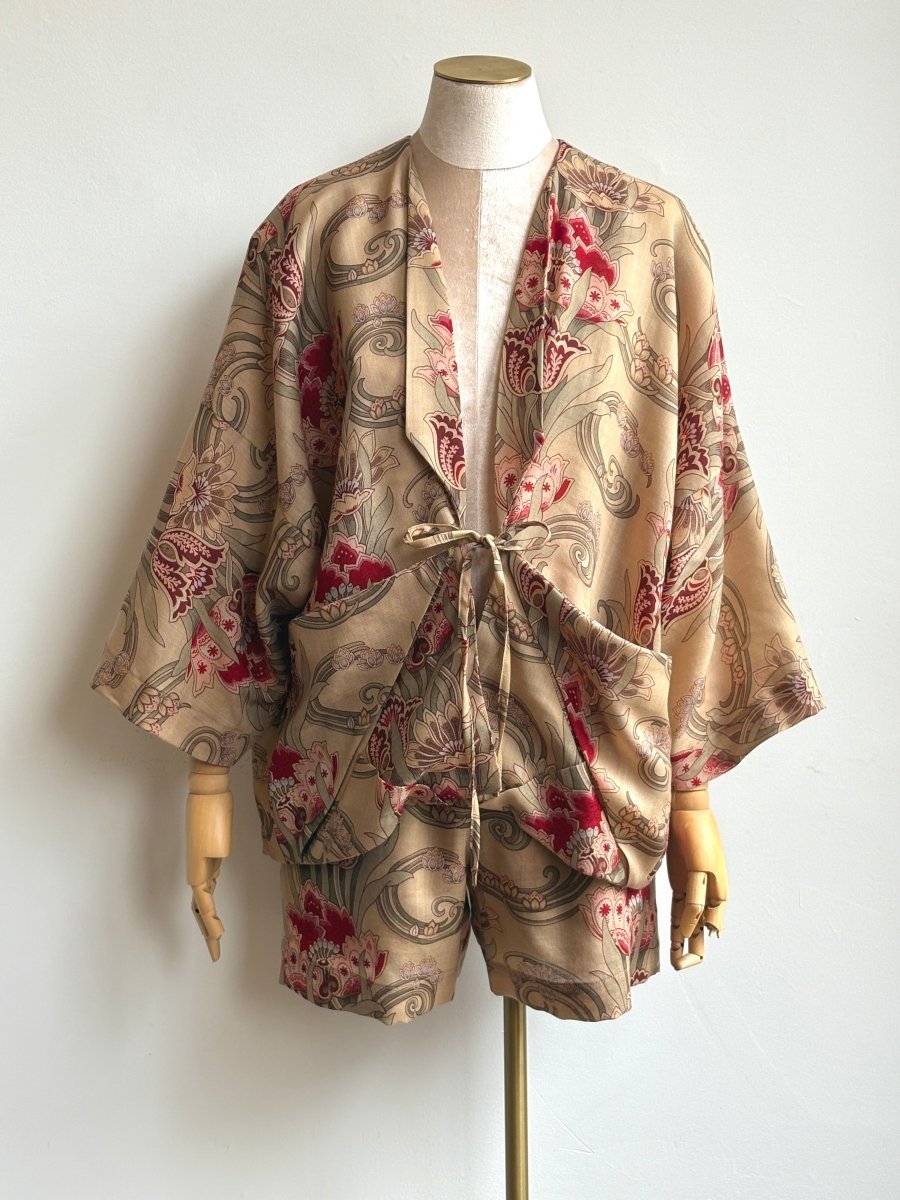 Silk Art Nouveau Floral Print Chore Jacket - Made X Hudson
