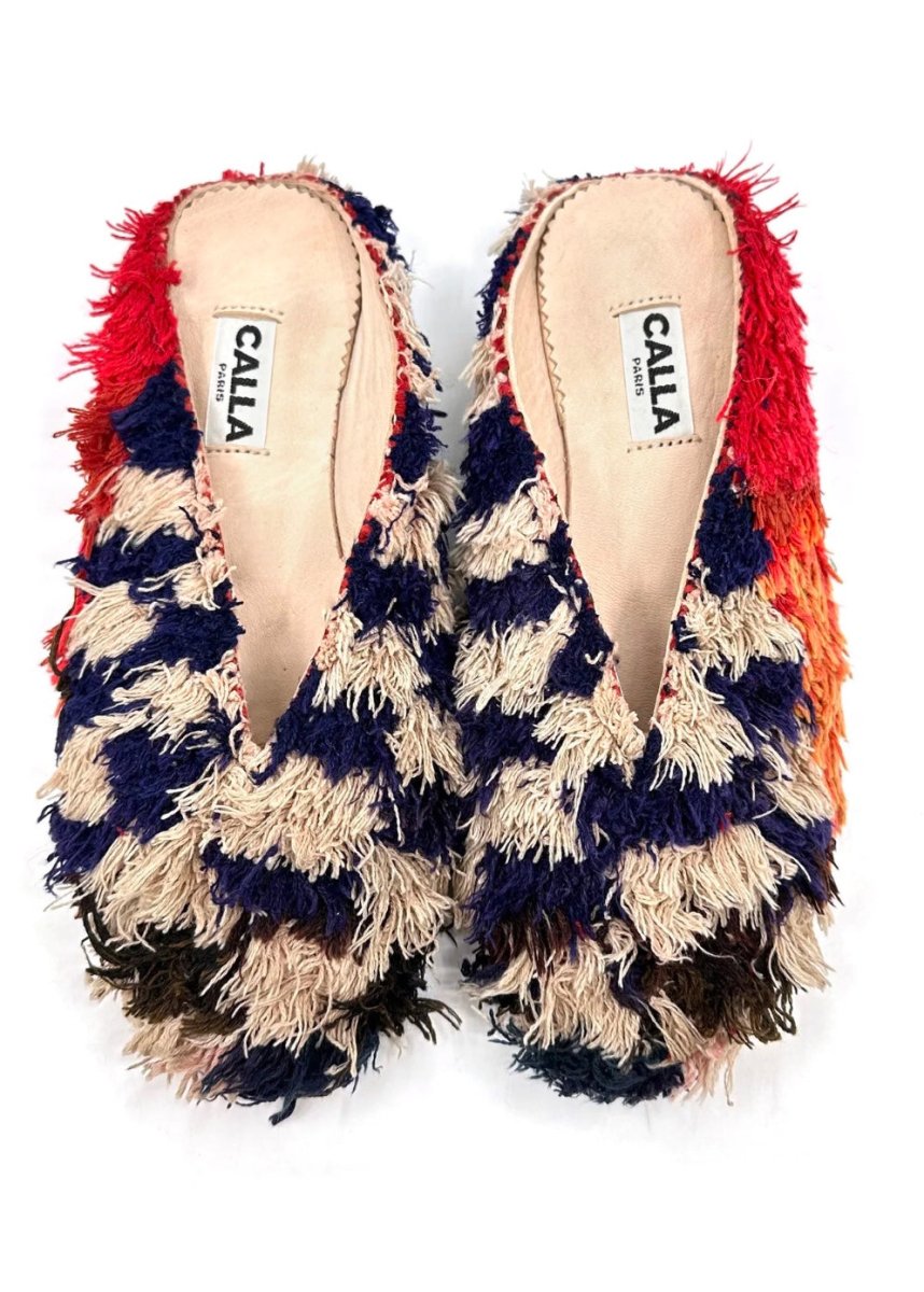 Aili Babouche “Checkmate V” Mules In Colors Deep Purple, Cream, Red, Orange (Size 39) - Made X Hudson