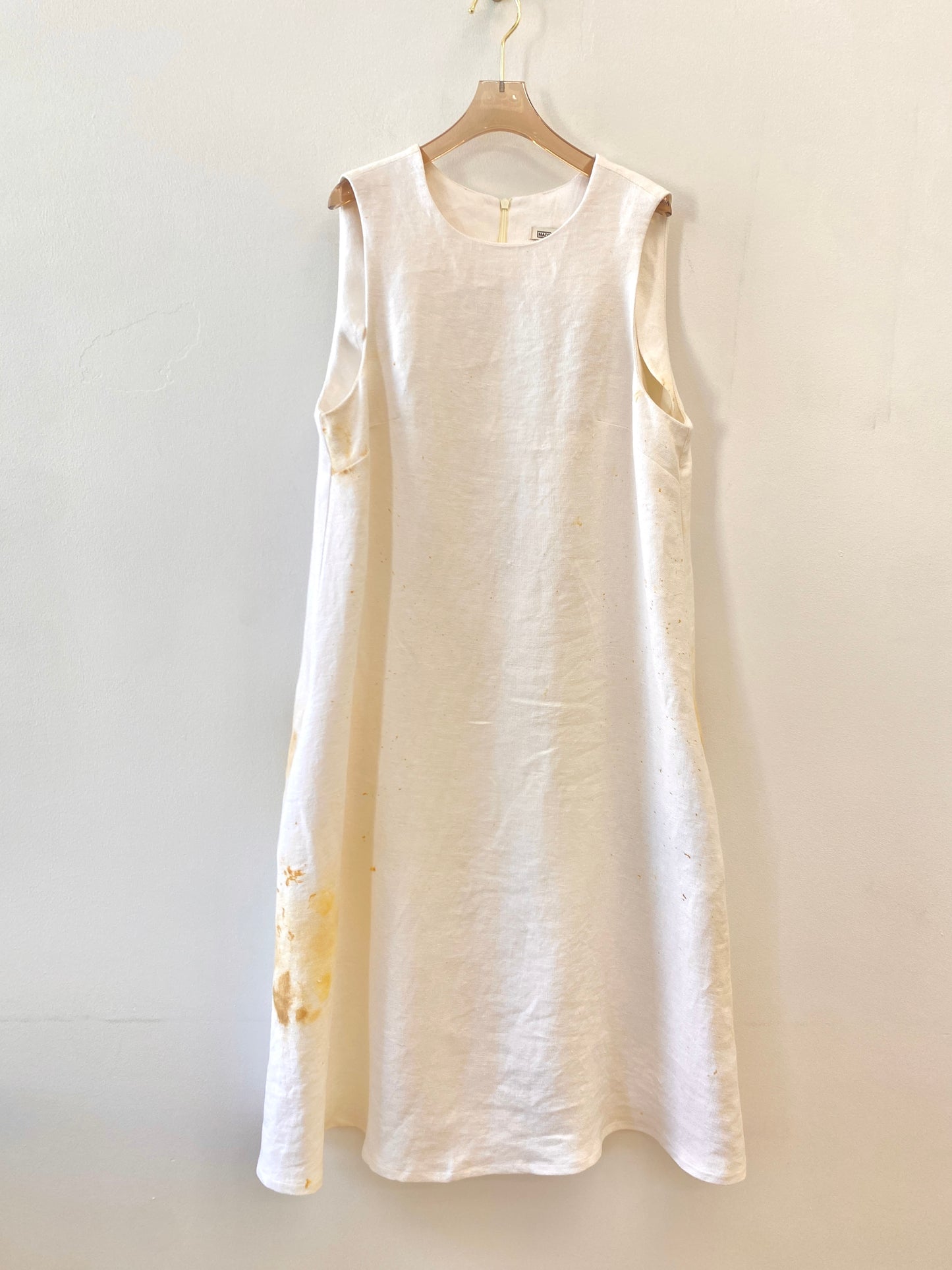 Yellow & White Organic Linen Plant Dyed Chore Dress