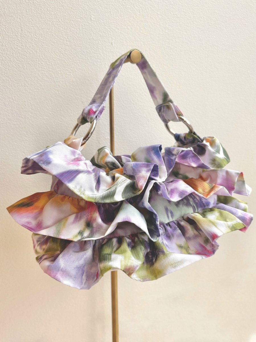 Liza Ruffle Bag in Watercolor Lavender Floral - Made X Hudson