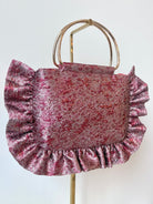 Garnet Red Abstract Metallic Brocade Minnie Ruffle Bag - Made X Hudson