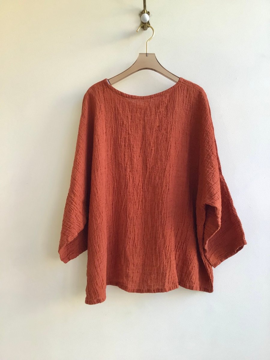 Burnt Orange Bittersweet Crinkle Gauze Studio Tee - Made X Hudson