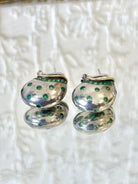 Nautilus Silver Tsavorite Garnets and 18k Gold Rim Earrings - Made X Hudson