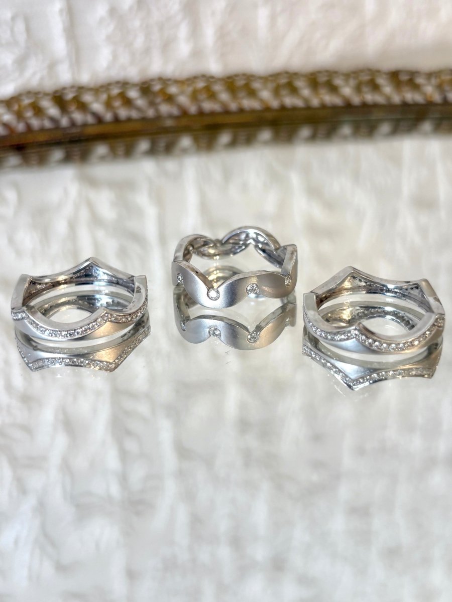Sierra Path 18K White Gold w/ .6CT Diamonds (Set of 3) - Made X Hudson