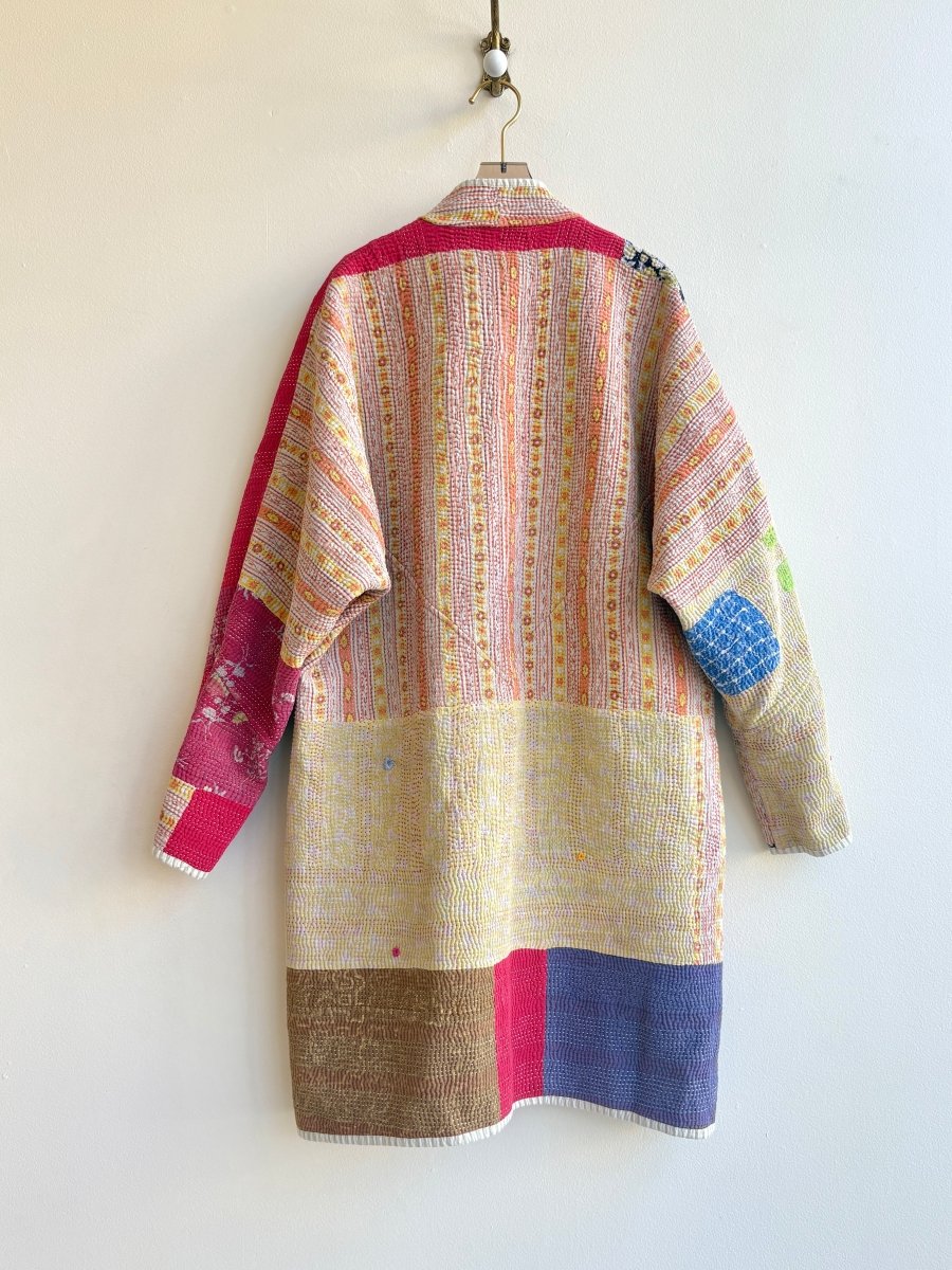 Reversible Sai Long Trench Quilted Jacket in Colors Blush, Ochre, Red, Sage & Red, Tan, Lavender, Yellow - Made X Hudson