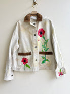 "Poppy" Fawn Corduroy Collared White Canvas Jacket | Hand Painted (Reworked) - Made X Hudson