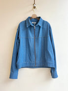 Light Denim Zip - up Leisure Jacket w/ Gold stitching - Made X Hudson