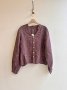 Plum Linen Zero - Waste Button - Front Cropped Blouse - Made X Hudson