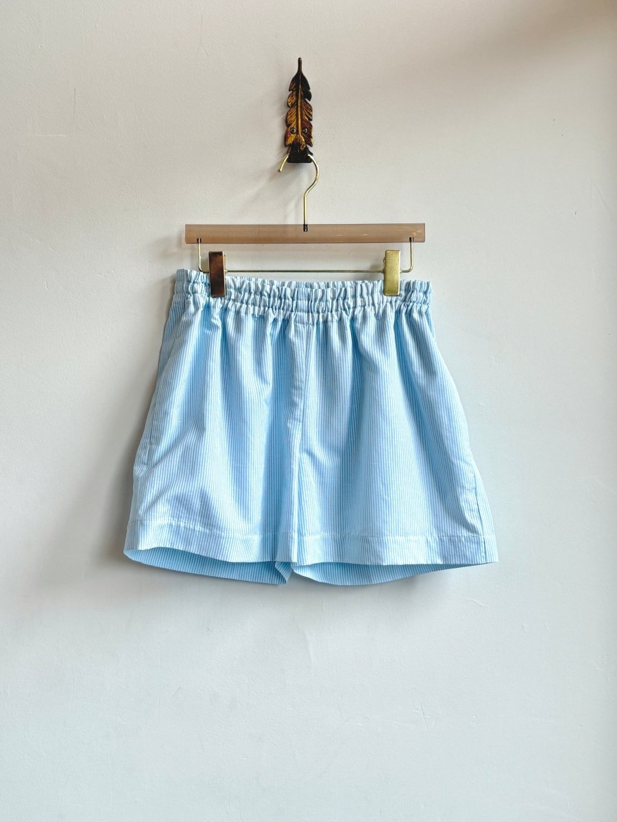 Blue and White Mini - Stripe Town Shorts - Made X Hudson