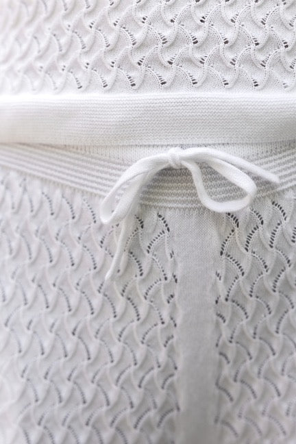 White Textured Pointelle Knit Shorts - Made X Hudson