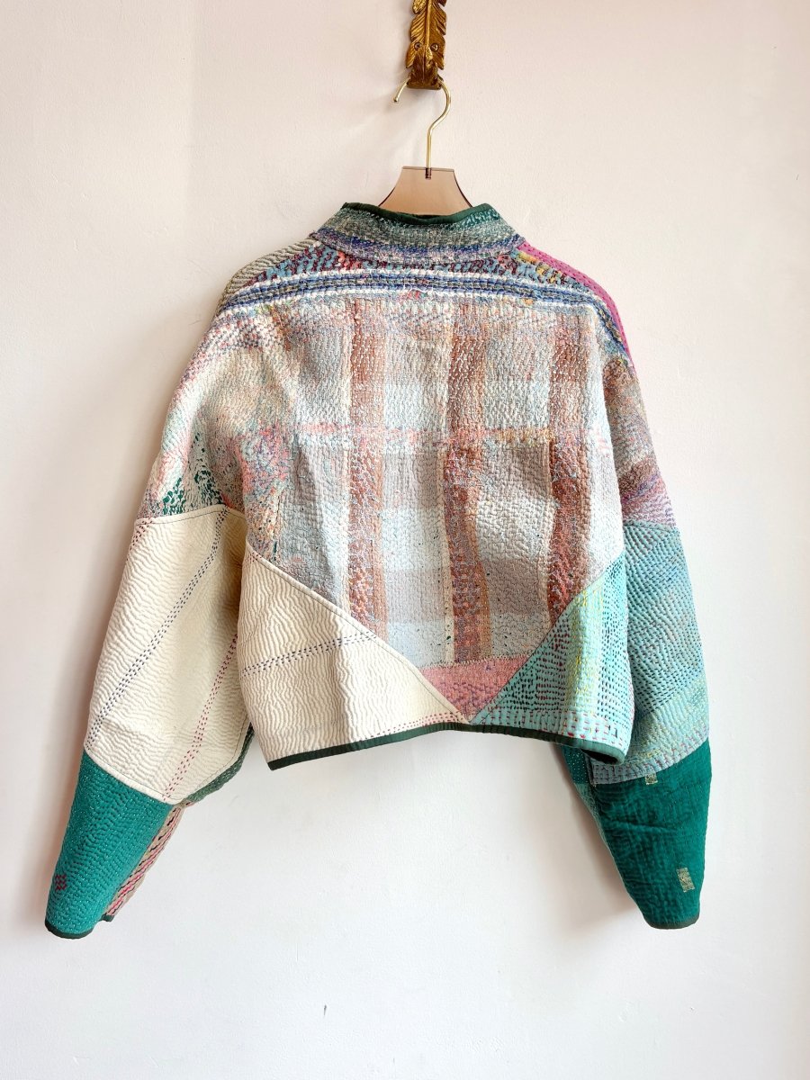 Reversible Kaira Quilted Cropped Jacket in Colors Aqua Blue, Watermelon Pink, Teal, & Ice Blue, Brown, Cream, Watermelon Pink - Made X Hudson