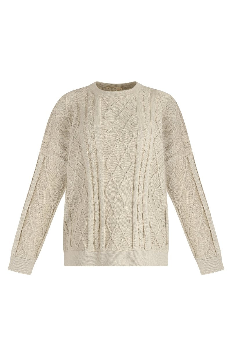 Oversized Cotton Cable Knit Sweater - Antique White - Made X Hudson