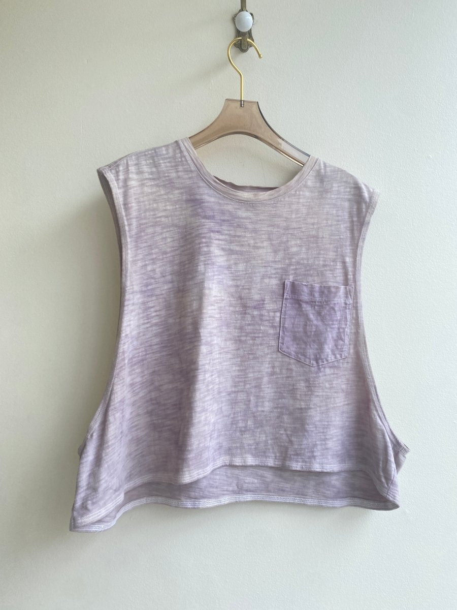 Natural Purple Vintage Dye Cropped Sleeveless Tee (Reworked) - Made X Hudson