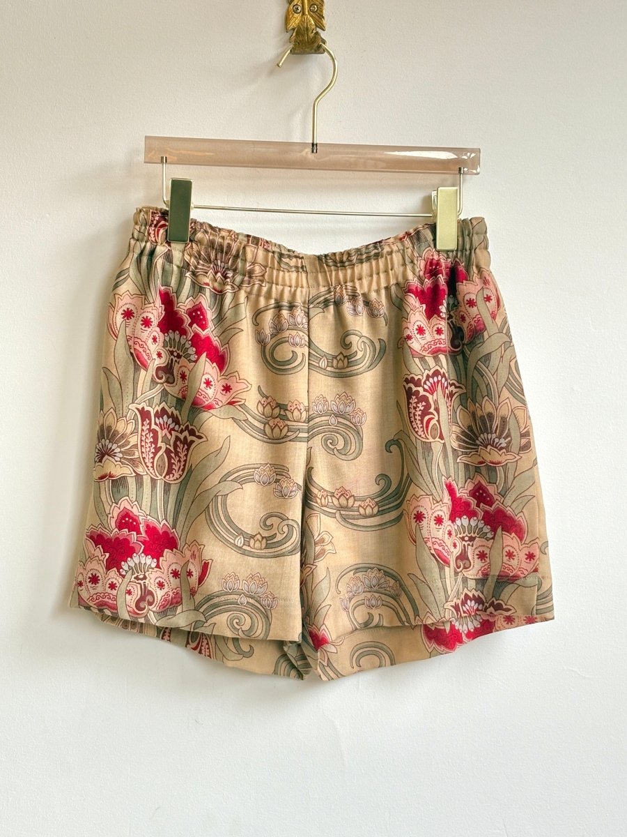 Silk Art Nouveau Floral Print Town Shorts - Made X Hudson