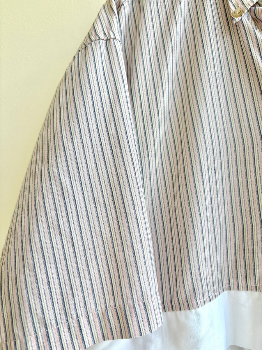 Empire Shirtwaist Dress in Blush, Navy, White & Tan Stripe & White w/ Short Sleeves (Reworked) - Made X Hudson